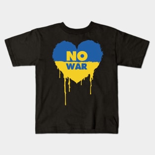 Ukraine flag in a heart shape, no war Kids T-Shirt